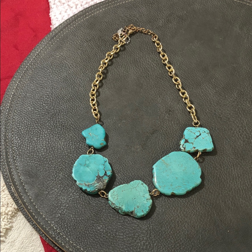 Turquoise and Gold Chain Necklace
